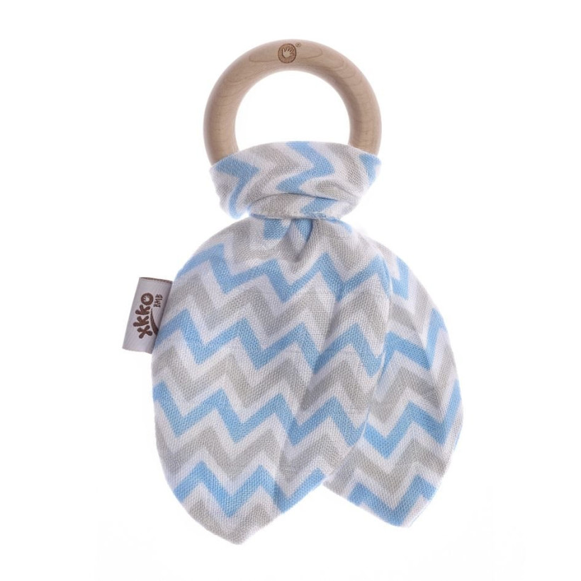 XKKO BMB Beissring mit Blätter - Chevron Baby Blue 1St.