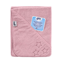 BIO Baumwollefrotteebadetuch mit Kapuze XKKO Organic 90x90 - Baby Pink Stars 1St.