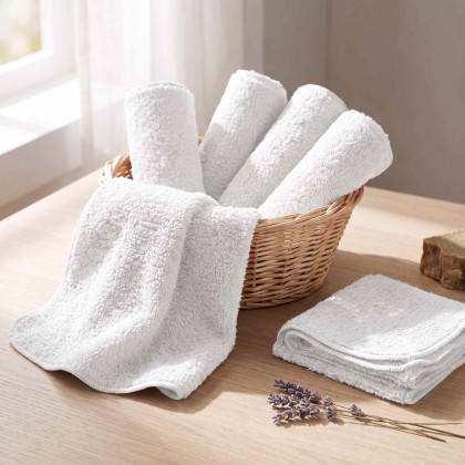 BIO baumwollefrotteetücher XKKO Organic 21x21 - Weiss 6er Pack