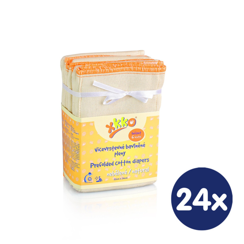 XKKO Classic Faltwindeln (4/8/4) - Infant Natural 24x6er Pack (GH Packung)