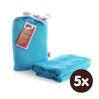 XKKO BMB Bambus Musselinwickeltuch 120x120 - Cyan 5x1 St. (GH packung)