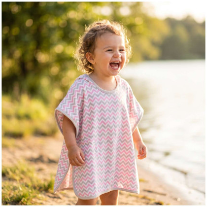 Bambus-Poncho XKKO BMB - Chevron Baby Pink