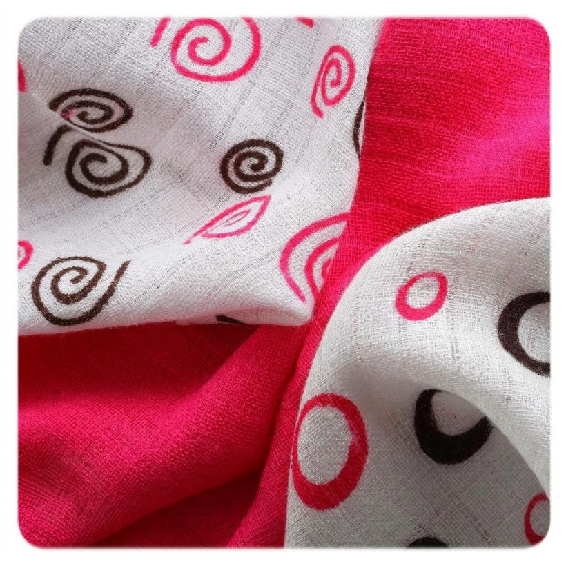 XKKO BMB Bambuswindeln 30x30 - Spirals&Bubbles Magenta MIX 9er Pack
