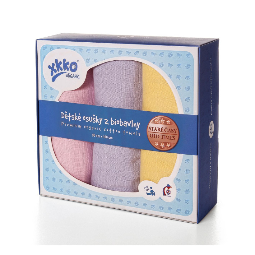 BIO Windeltücher XKKO Organic Old Times 90x100 - Pastels For Girls 5x3er Pack (GH Packung)