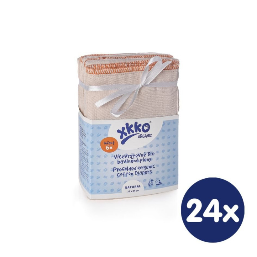 XKKO Organic Faltwindeln (4/8/4) - Infant Natural 24x6er Pack (GH Packung)