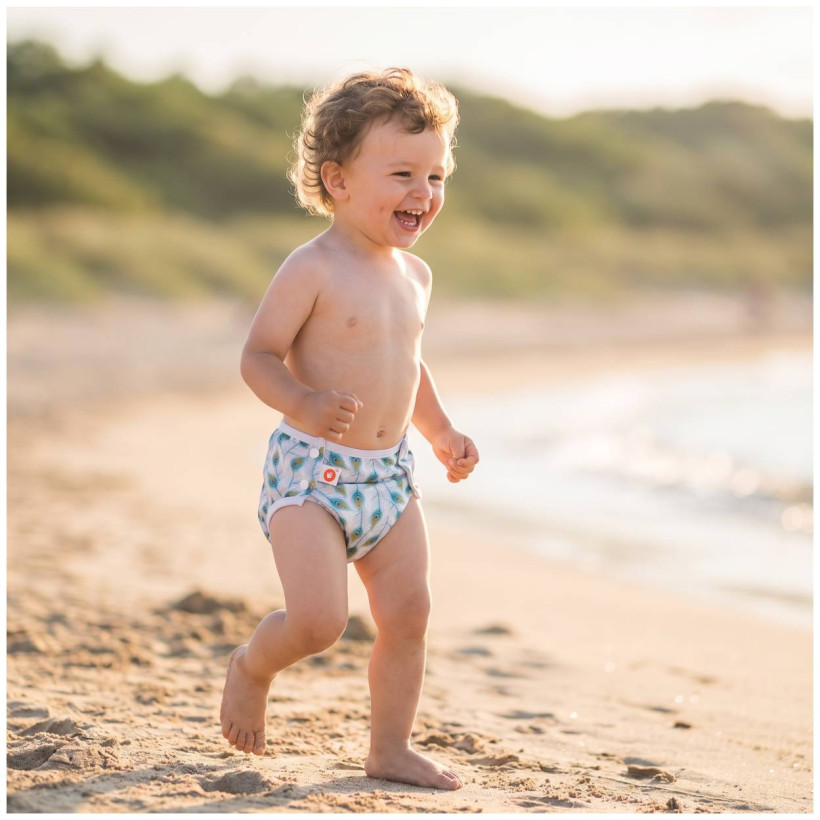 Baby-Badeslip XKKO One Size - Peacock Feathers