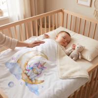 Spanische Babydecke XKKO LUX 75x100 - Moon Unicorn