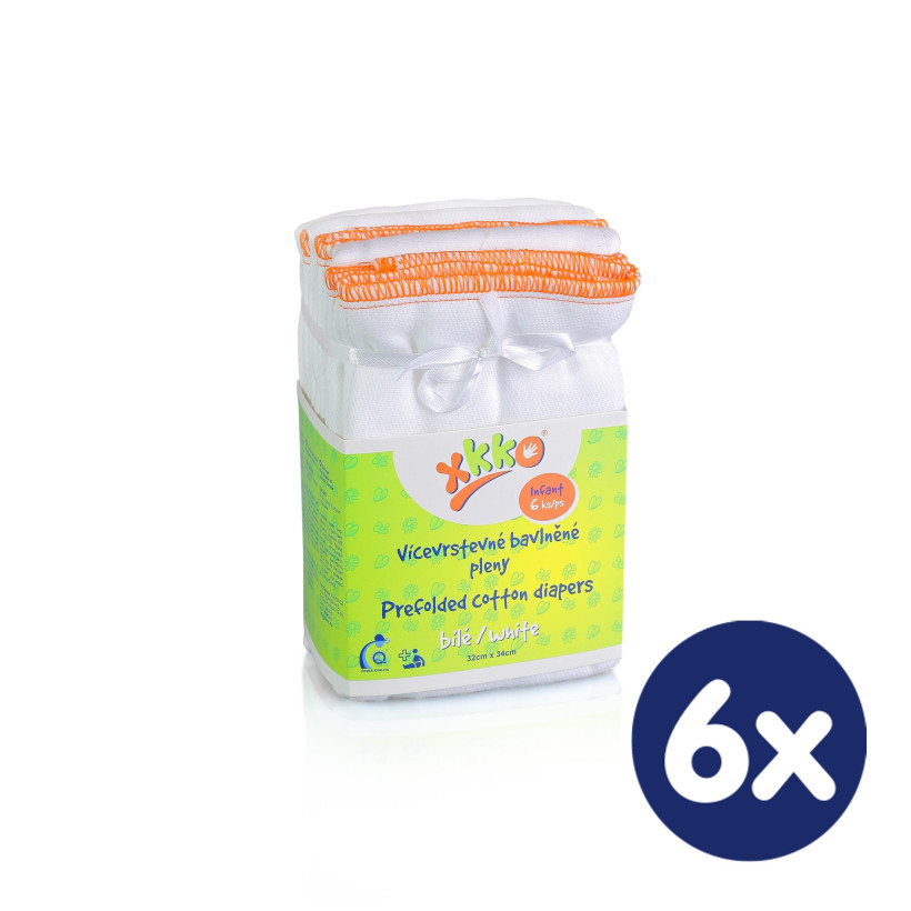 XKKO Classic Faltwindeln (4/8/4) - Infant White 6x6er Pack (GH Packung)