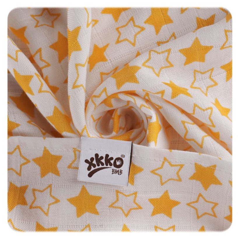 XKKO BMB Musselin Bambuswindeln 70x70 - Little Stars Orange MIX 3er Pack