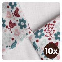 XKKO BMB Bambuswindeln 30x30 - Flowers&Birds Girls MIX 10x9er Pack (GH packung)