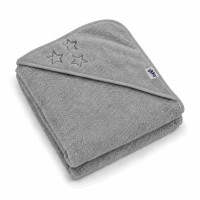 BIO Baumwollefrotteebadetuch mit Kapuze XKKO Organic 90x90 - Silver Stars 1St.
