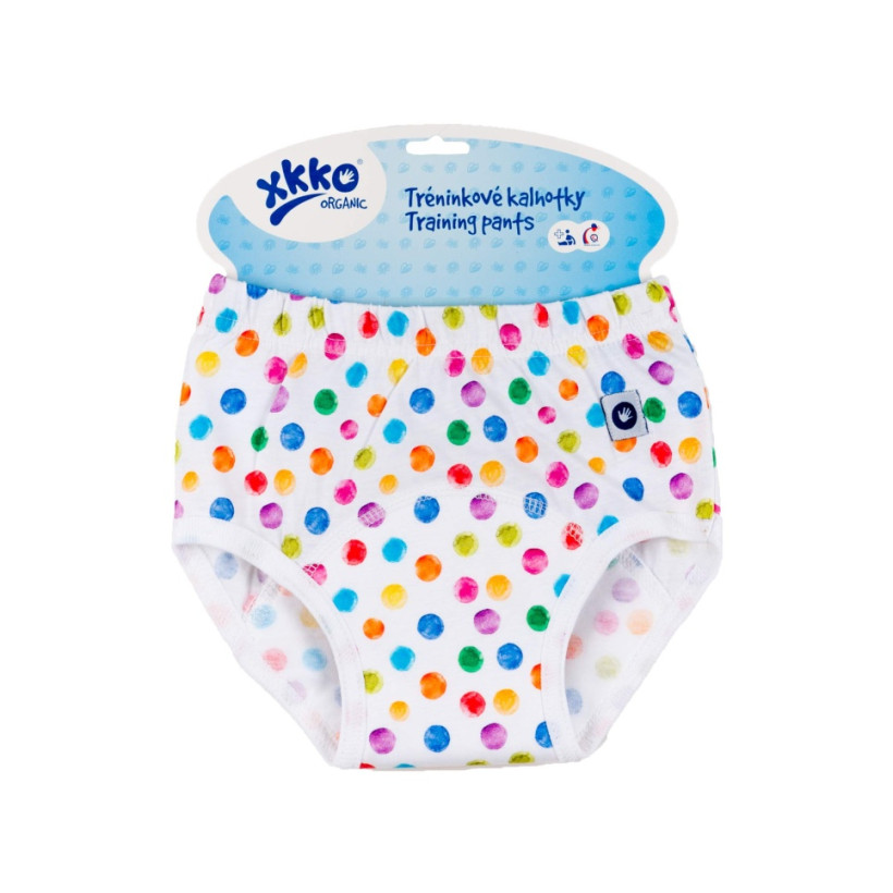 BIO Baumwolle Lernwindelhöschen XKKO Organic - Watercolor Polka Dots Grösse S