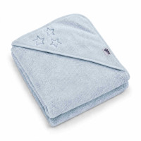 BIO Baumwollefrotteebadetuch mit Kapuze XKKO Organic 90x90 - Baby Blue Stars 1St.