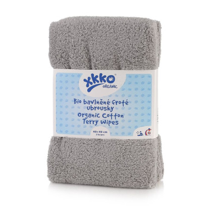 BIO baumwollefrotteetücher XKKO Organic 40x40 - Grey 2er Pack