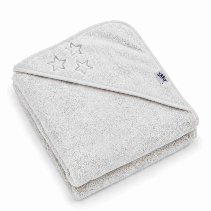 BIO Baumwollefrotteebadetuch mit Kapuze XKKO Organic 90x90 - White Stars 1St.
