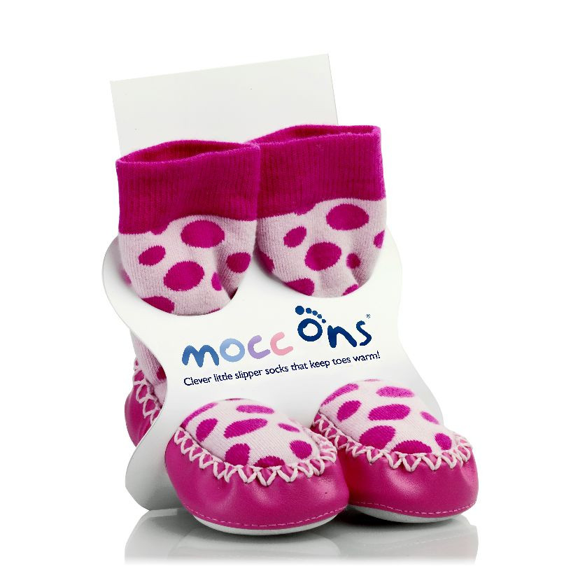 Mocc Ons Hüttenschuhe - Pink Spots Größe 18-24m