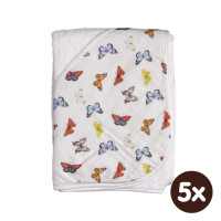 Bambusfrotteebadetuch mit Kapuze XKKO BMB 90x90 - Butterflies 5x1St. (GH Packung)