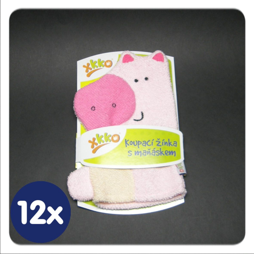 XKKO Waschlappe mit Handpuppe (BA) - Pig 12x1St. (GH Packung)
