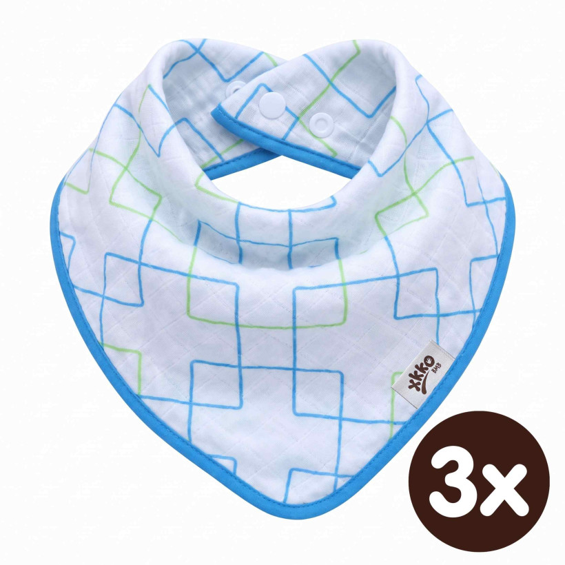 Kinderschal XKKO BMB - Cyan Squares 3x1 St. (GH packung)