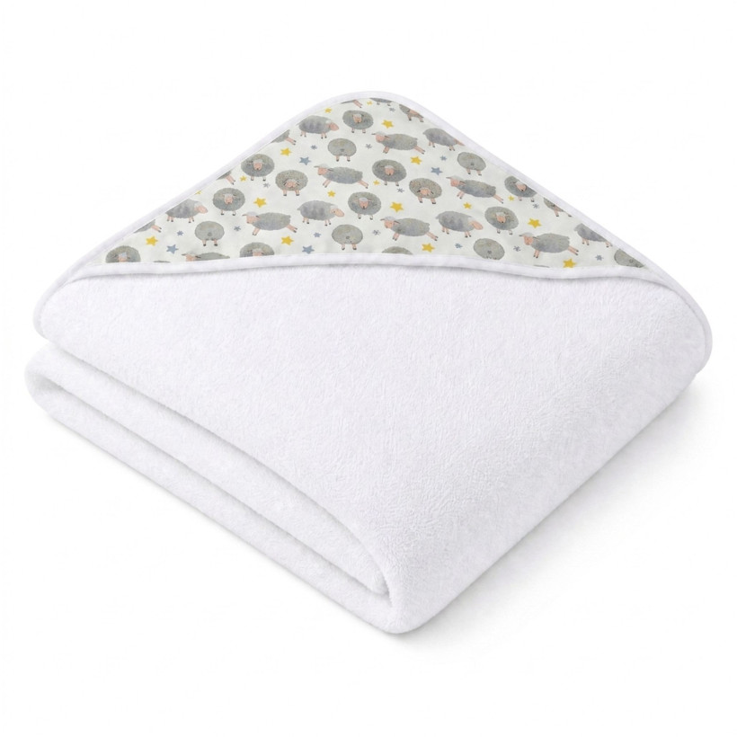 Bambusfrotteebadetuch mit Kapuze XKKO BMB 90x90 - Dreamy Sheeps 1St.