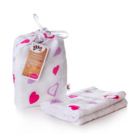 XKKO BMB Bambus Musselinwickeltuch 120x120 - Lilac Hearts 5x1 St. (GH packung)