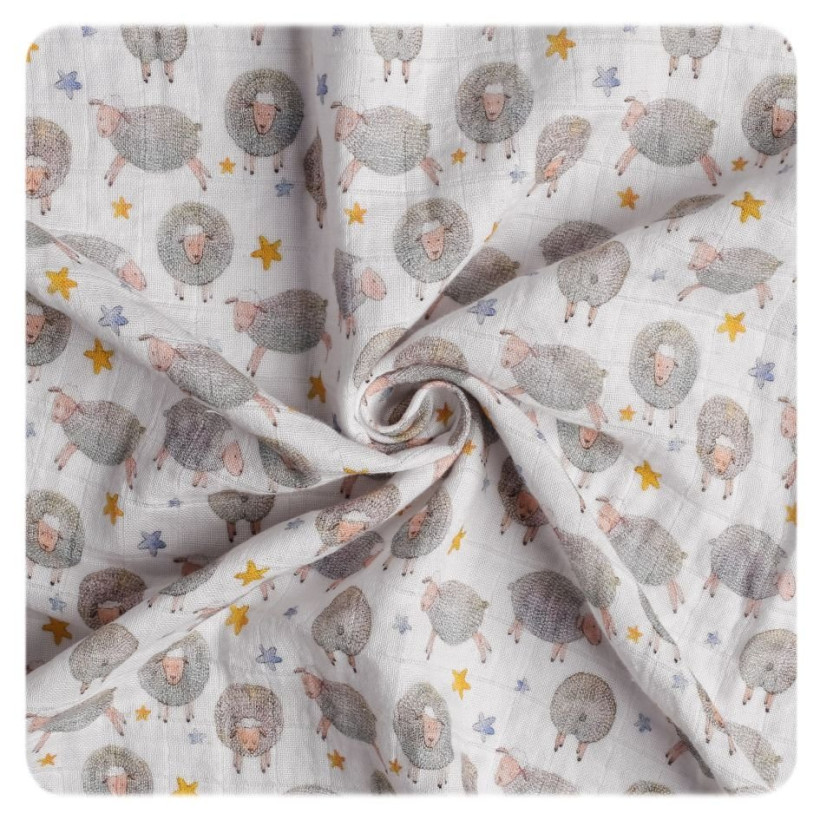 XKKO Organic Bio-Baumwolle Windel 120x120 - Dreamy Sheeps 5x1er Pack (GH Packung)
