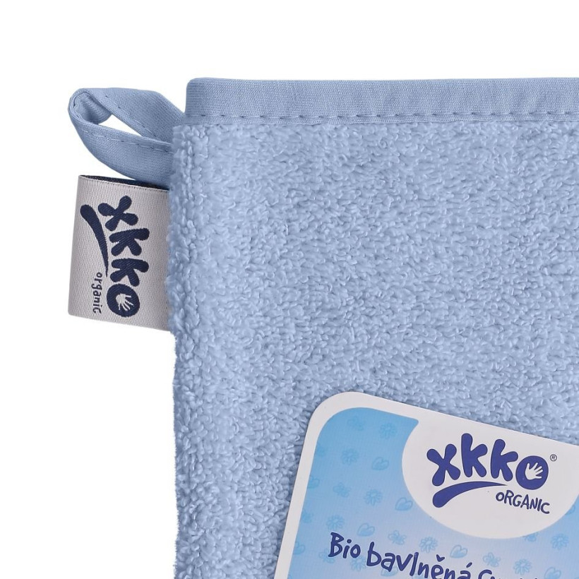 BIO baumwollefrotteewaschlappen XKKO Organic - Baby Blue 5x1St. (GH pack.)