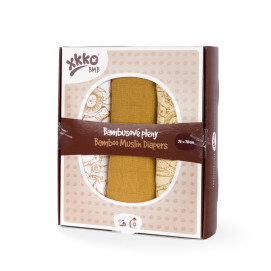 XKKO BMB Musselin Bambuswindeln 70x70 - Safari Honey Mustard MIX 3er Pack