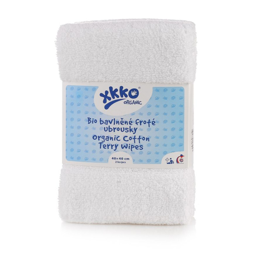BIO baumwollefrotteetücher XKKO Organic 40x40 - White 2er Pack