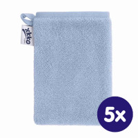 BIO baumwollefrotteewaschlappen XKKO Organic - Baby Blue 5x1St. (GH pack.)