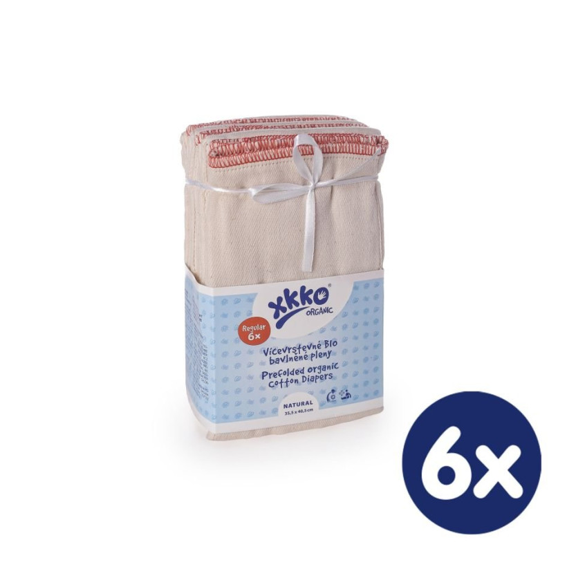 XKKO Organic Faltwindeln (4/8/4) - Regular Natural 6x6er Pack (GH Packung)