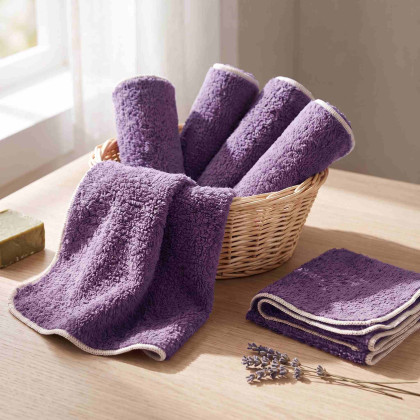 BIO baumwollefrotteetücher XKKO Organic 21x21 - Lavender Aura 6er Pack
