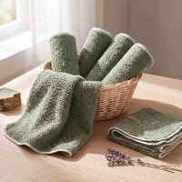 BIO baumwollefrotteetücher XKKO Organic 21x21 - Granite Green 6er Pack