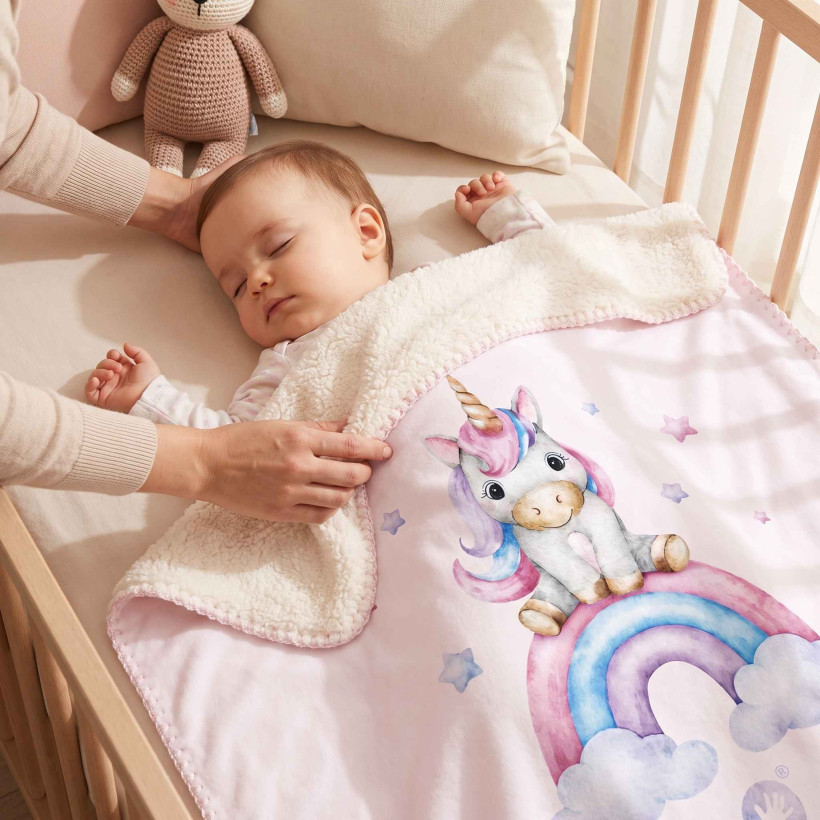 Spanische Babydecke XKKO LUX 75x100 - Rainbow Unicorn