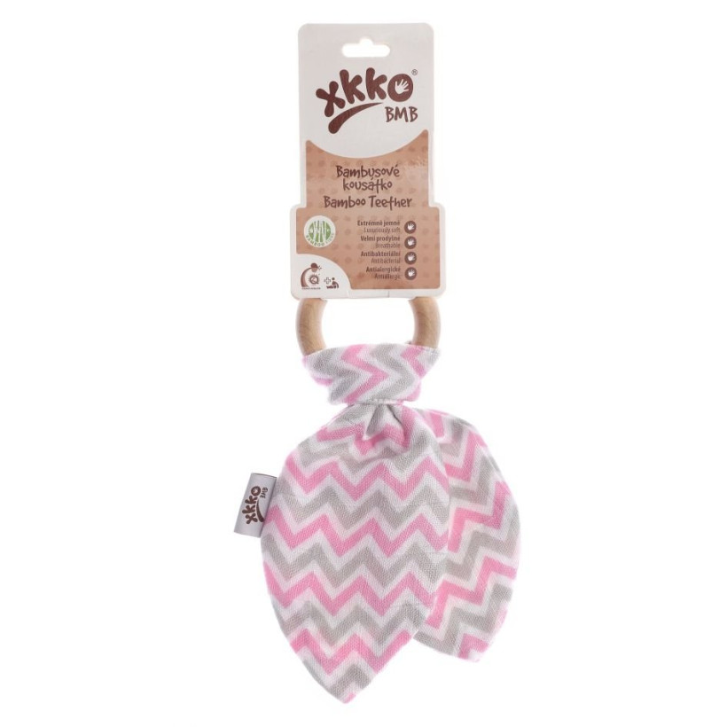 XKKO BMB Beissring mit Blätter - Chevron Baby Pink 6x1er Pack (GH Pack)