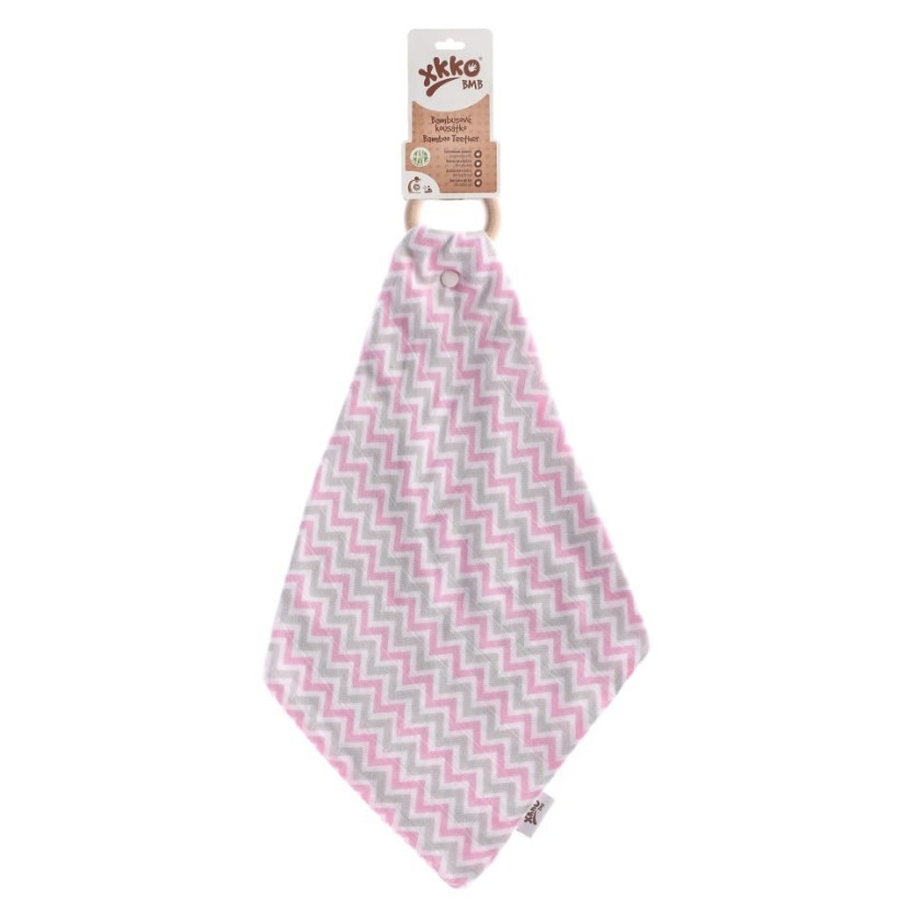 XKKO BMB Beissring mit Windel - Chevron Baby Pink 1St.