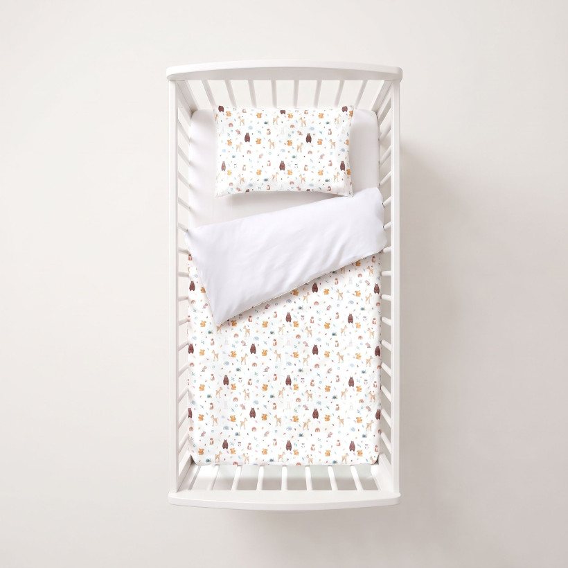 XKKO LUX Bettwäsche für Kinderbetten 120x90cm - Wild Forest + Set Kinderbettdecke (Decke und Kissen)