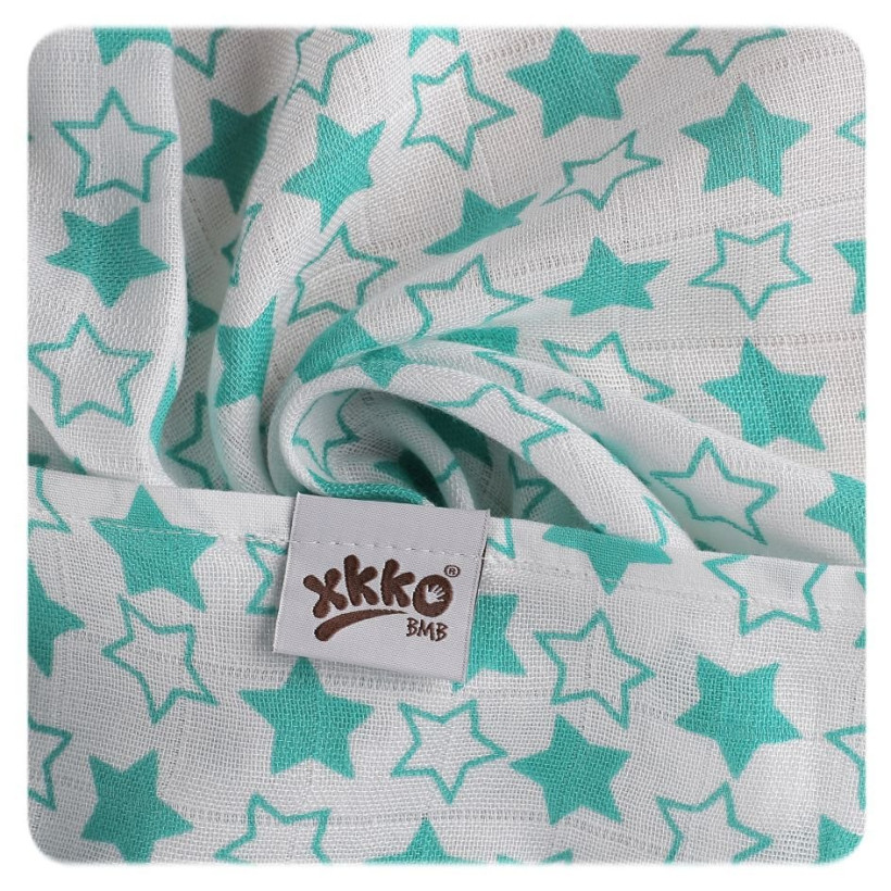 XKKO BMB  Windeltücher 90x100 - Little Stars Turquoise 10x1St.(GH packung)
