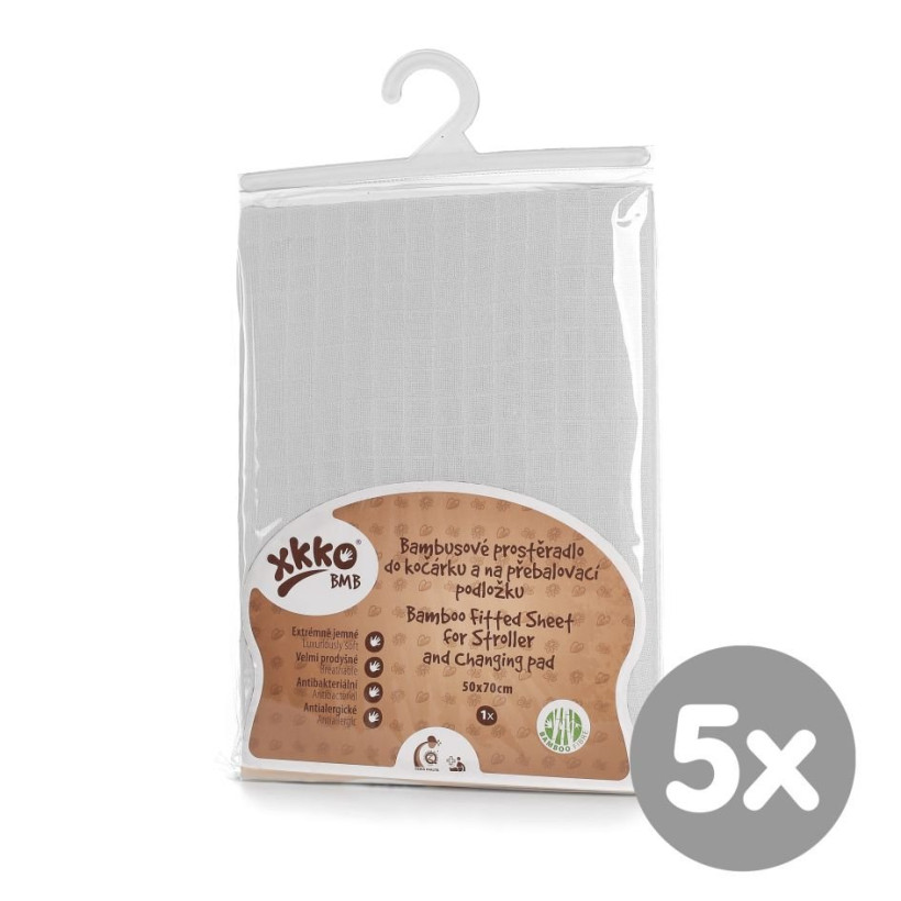 XKKO BMB 50x70 Spannbezug für Wickelauflage oder Kinderwagen - White 5x1St. (GH packung)