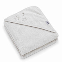 BIO Baumwollefrotteebadetuch mit Kapuze XKKO Organic 90x90 - White Stars 1St.