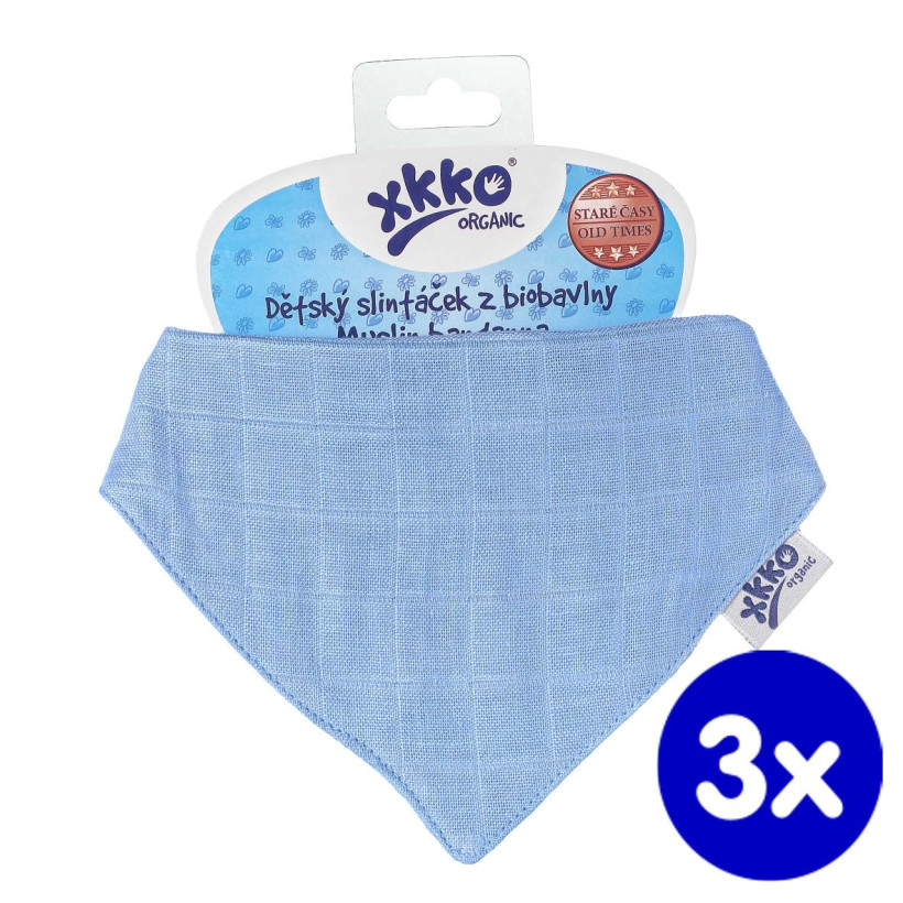 Kinderschal XKKO Organic Old Times - Ocean Blue 3x1St. (GH Packung)