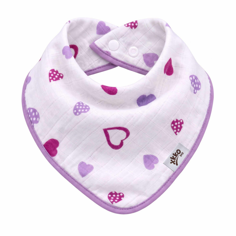Kinderschal XKKO BMB - Lilac Hearts 3x1 St. (GH packung)