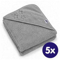 BIO Baumwollefrotteebadetuch mit Kapuze XKKO Organic 90x90 - Silver Stars 5x1St. (GH pack.)