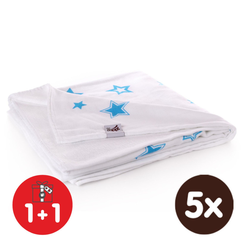 XKKO BMB Bambusdecke 130x70 - Cyan Stars 5x1St. (GH Packung)