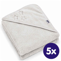 BIO Baumwollefrotteebadetuch mit Kapuze XKKO Organic 90x90 - White Stars 5x1St. (GH pack.)