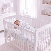 XKKO LUX Bettwäsche für Kinderbetten 120x90cm - Sky Whale + Set Kinderbettdecke (Decke und Kissen)