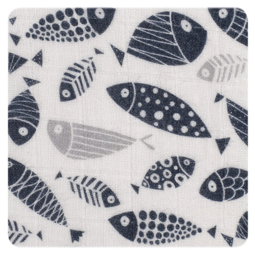 XKKO Organic Bio-Baumwolle Windel 120x120 - Silver Fish 5x1er Pack (GH Packung)