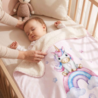 Spanische Babydecke XKKO LUX 75x100 - Rainbow Unicorn