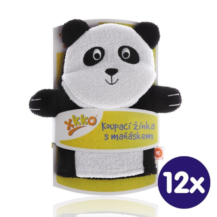 XKKO Waschlappe mit Handpuppe (BA) - Panda 12x1St. (GH Packung)