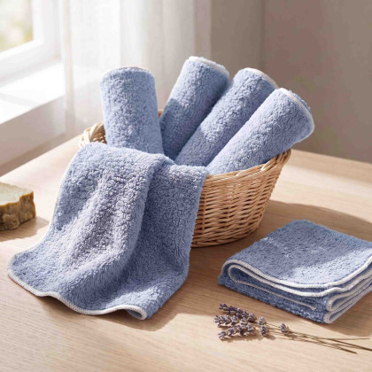 BIO baumwollefrotteetücher XKKO Organic 21x21 - Baby Blue 6er Pack